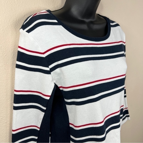 Small Tommy Hilfiger Red White Blue Striped Stretch Top Preppy Classic Casual - Picture 2 of 9